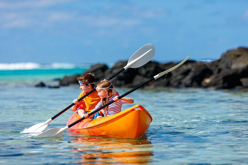 Kayaking Children Ocean